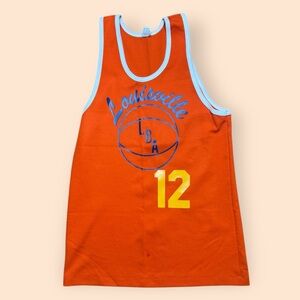 Vintage 1970s Louisville LBA Basketball Jersey Men’s Large Orange 70s